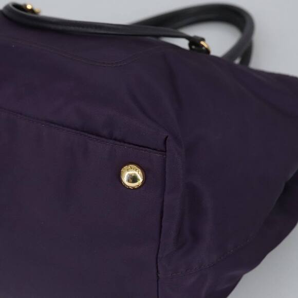 Prada Hand Bag Nylon Purple Gold Auth #155934P31B - Picture 9 of 15